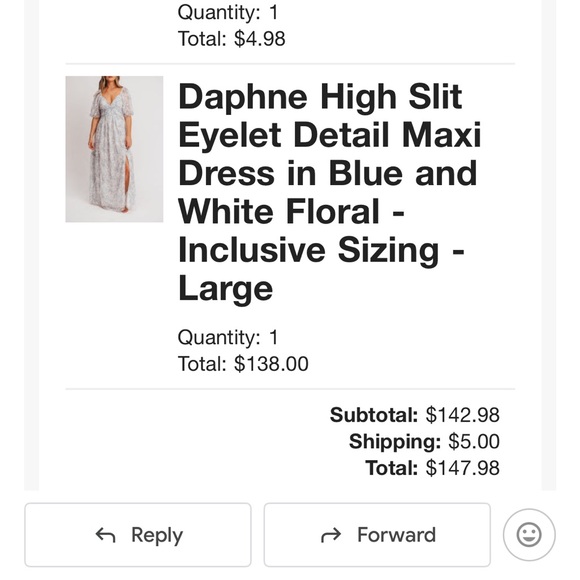 Daphne High Slit Eyelet Detail Maxi Dress in Blue and White Floral - Picture 4 of 4